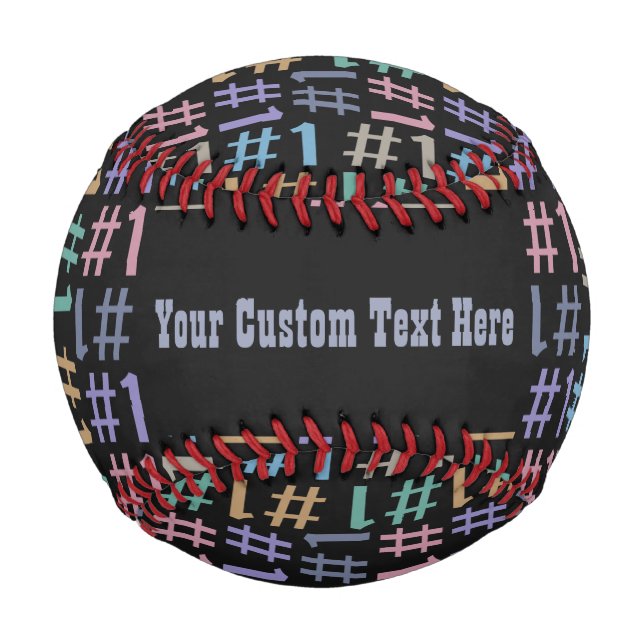 "# 1" Muster für benutzerdefiniertes Monogramm-Bas Baseball (Rückseite)