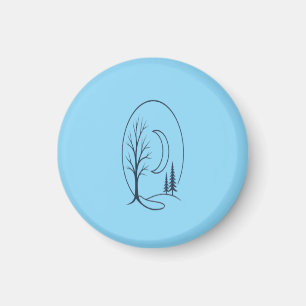 1. Mystischer Winterwald-Kreis-Linien-Art-Shirt Magnet