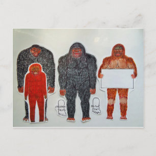 1 Neanderthaler & 3 großer Fuß, auf weiß.JPG Postkarte