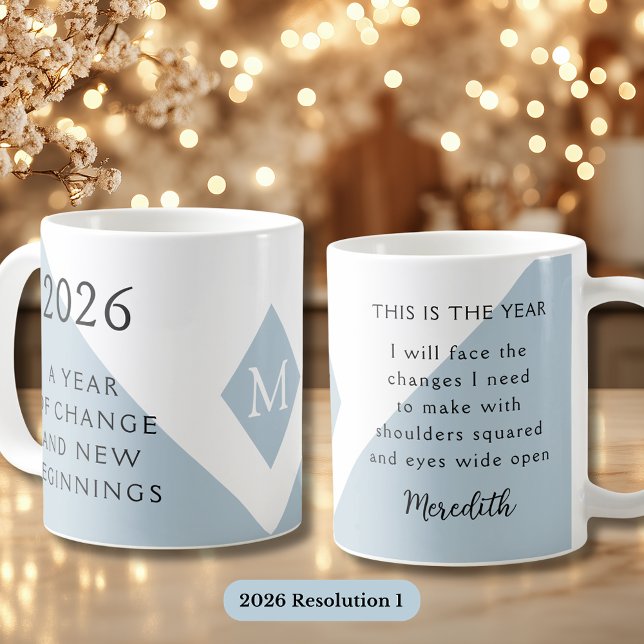 1. Neujahrsvorsatz für 2026 Jahr des Wandels  Kaffeetasse (2026 Year of Change Dusty Blue Resolution 1 Coffee Mug)