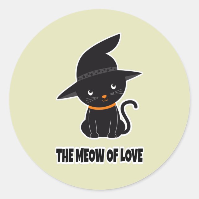 1.niedliche Schwarze Katzenmiau aus Liebe Runder Aufkleber (Vorderseite)