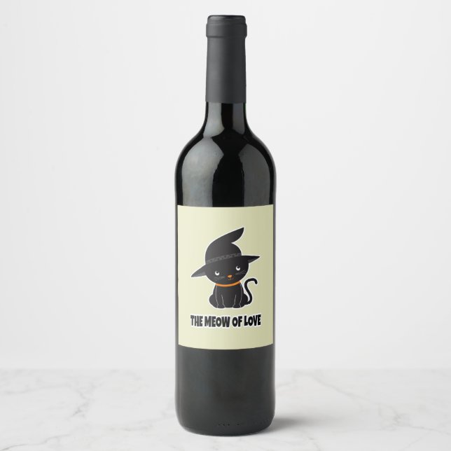 1.niedliche Schwarze Katzenmiau aus Liebe Weinetikett (Vorderseite)