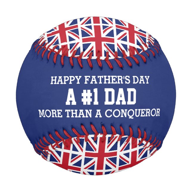 #1 NUMMER 1 VATER Vatertag UK UNION JACK Flag Baseball (Vorderseite)