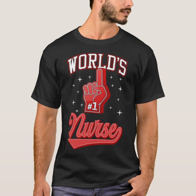 1 Nurse World's Number One Nurse Foam Finger Graph T-Shirt (Vorderseite)