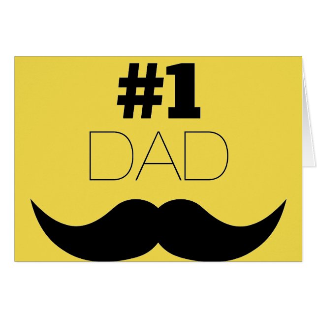 #1 Papa Mustache jaune et noire - Numéro un (Devant horizontal)
