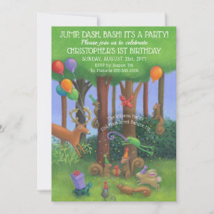 1. Party zum Geburtstag von Waldtieren Einladung