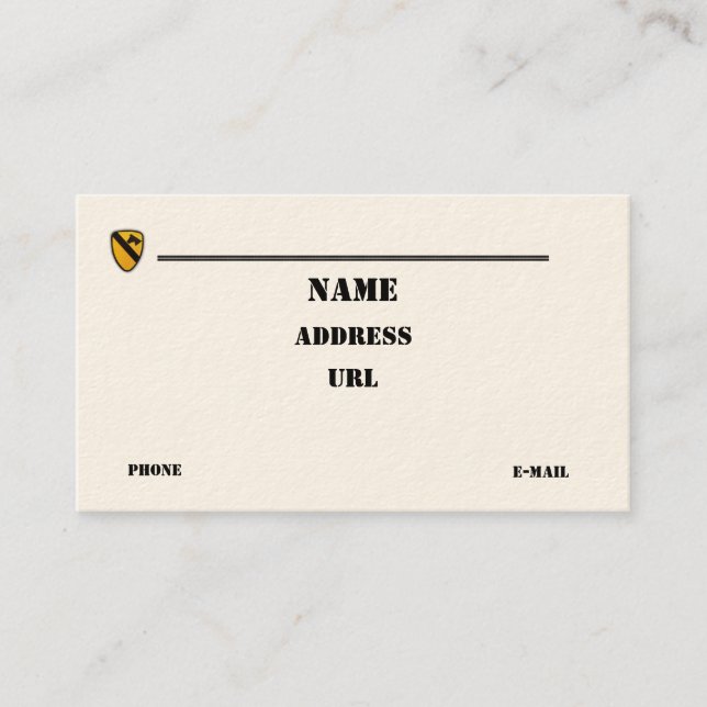 1. Patchbusiness Card der Cavalry Division Visitenkarte (Vorderseite)