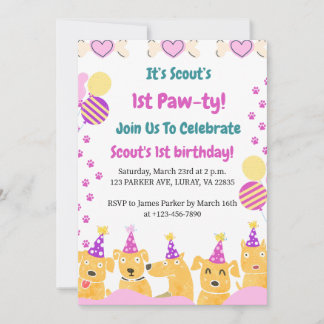 1. PAW-TY! Erster Geburtstag Einladung