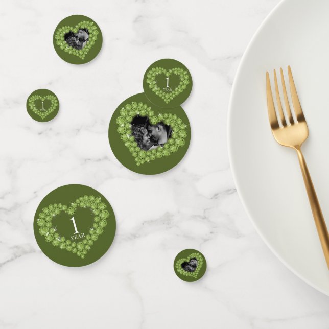 1. Peridot Hochzeitstag Herzgrün Foto Konfetti (Gruppe)