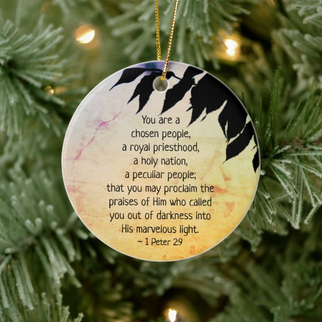 1 Peter 2:9 Du bist ein gewähltes Volk, Bibel Keramik Ornament (Baum)