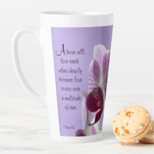 1 Peter 4:8 Orchids Latte Tasse