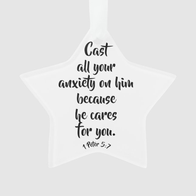 1 Peter 5:7 Angstbibel Vers Custom Ornament (Vorderseite)
