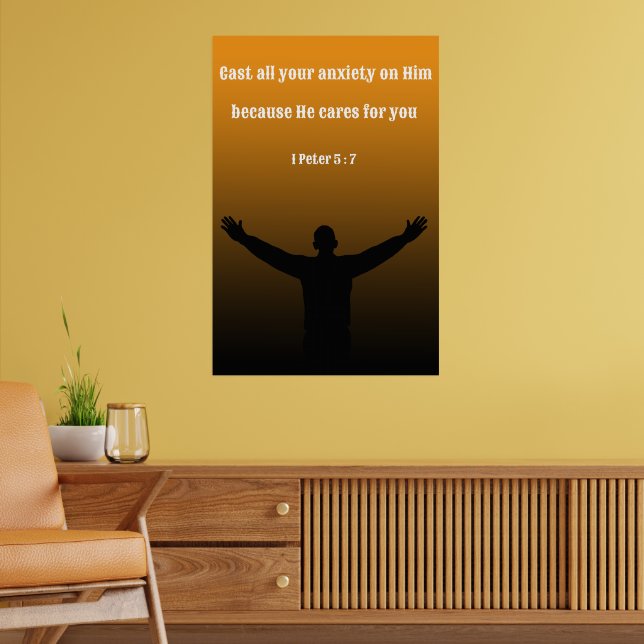 1 Peter 5:7 Bibelverse Förderung Poster (Wohnzimmer 2)