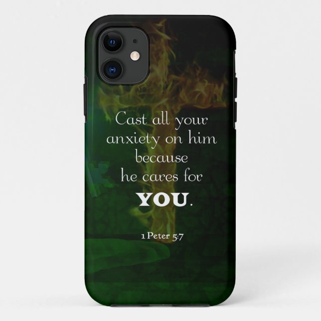 1 Peter 5:7 Bibelverse-Zitat Case-Mate iPhone Hülle (Rückseite)