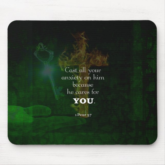 1 Peter 5:7 Bibelverse-Zitat Mousepad (Vorne)
