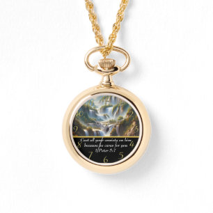 1 Peter 5:7 Christlich Glaube an einen Wasserfall Armbanduhr