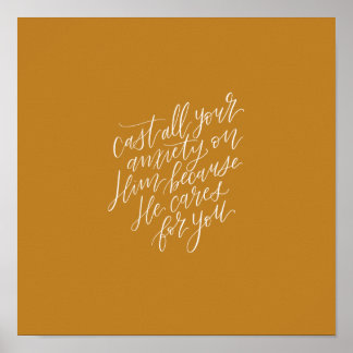1 Peter 5:7 "Gießt eure Angst auf Ihm" Schrift Poster