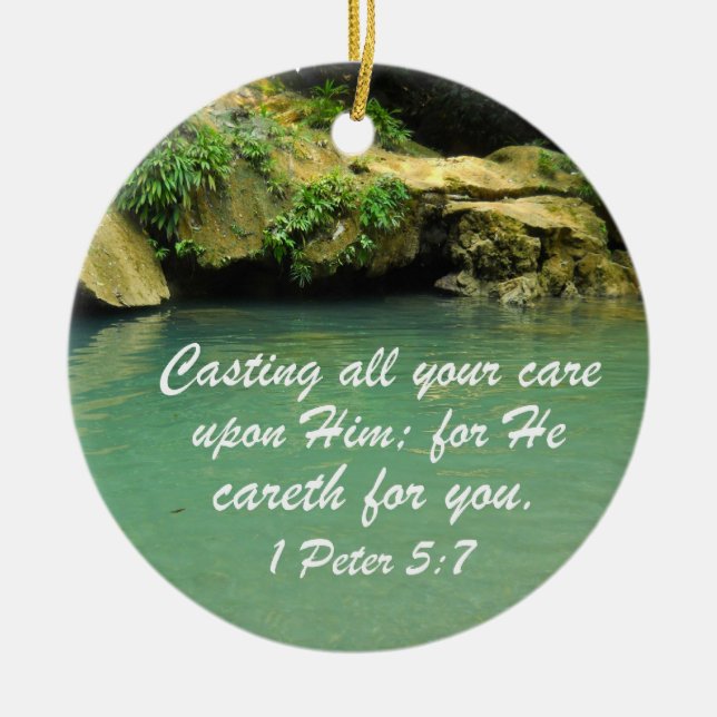 1 Peter 5:7 Keramik Ornament (Vorne)