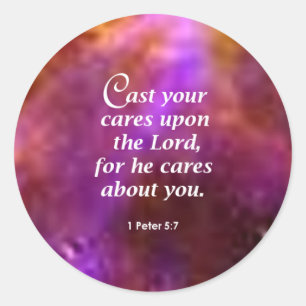 1 Peter 5:7 Runder Aufkleber