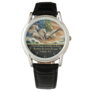 1 Peter 5:7 Wasserfälle im Tal Armbanduhr