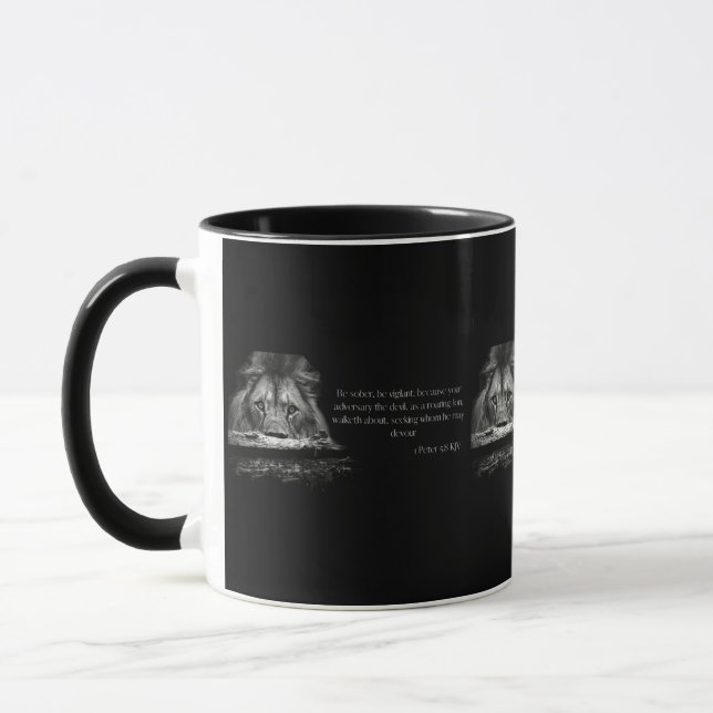 1 Peter 5:8 KJV Bibelverse Zwei-Tone Tasse (Links)