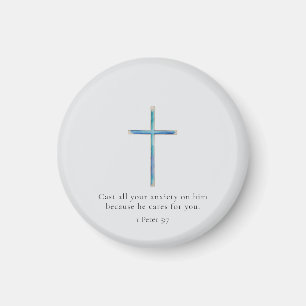1 Petrus 5:7 Minimalistisches Kreuz Magnet