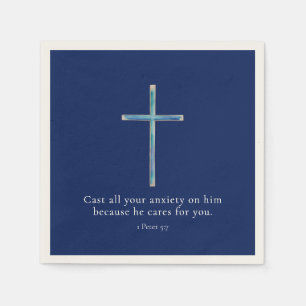 1 Petrus 5:7 Minimalistisches Kreuz Serviette