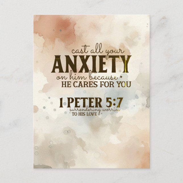 1 Petrus 5:7 Zieh deine Angst vor Ihm Bibelverse Postkarte (Vorderseite)