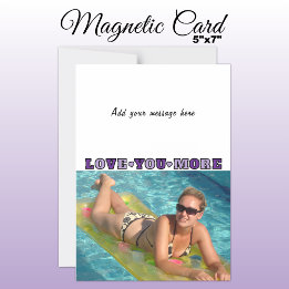 1 photo add text love you purple magnetic card magneteinladung