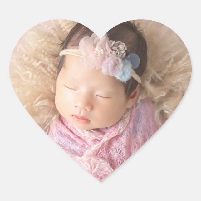 1 Photo Bébé Autocollant Coeur (Devant)