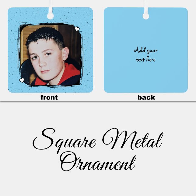 1 photo custom text keepsake blue ornament aus metall (Von Creator hochgeladen)
