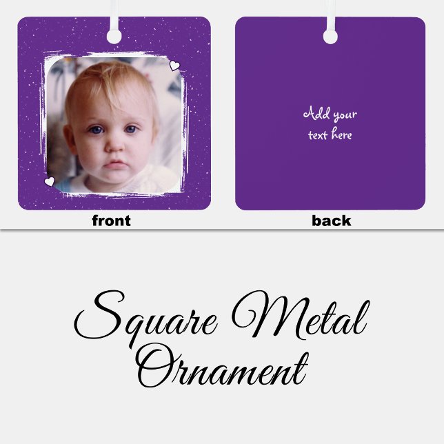 1 photo custom text keepsake purple ornament aus metall (Von Creator hochgeladen)