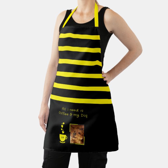 1 photo dog coffee lover stripes black yellow schürze (InSitu)