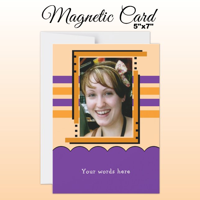 1 photo texte personnalisé carte magnétique violet (Créateur téléchargé)