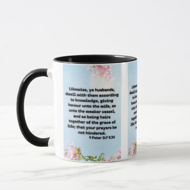 1 Pierre 3:7 KJV Bible Écriture Pic Mug à deux ton (Gauche)
