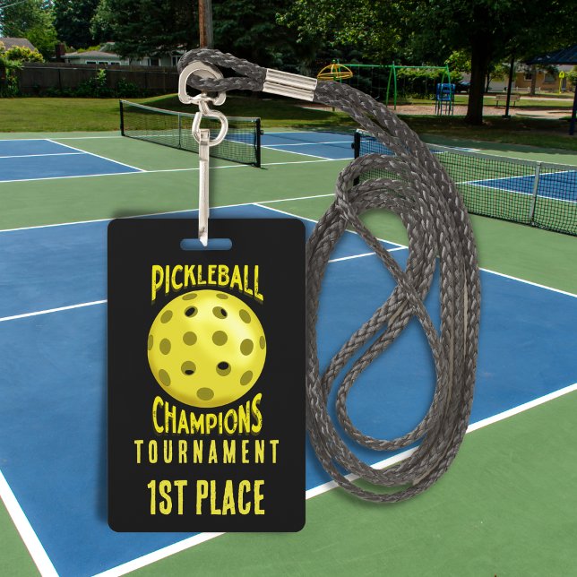 1. Platz Black Yellow Pickleball Turnier Abzeichen Ausweis (Von Creator hochgeladen)