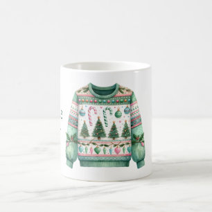 1. Platz Gewinner Ugly Sweater Contest Green Pink Kaffeetasse