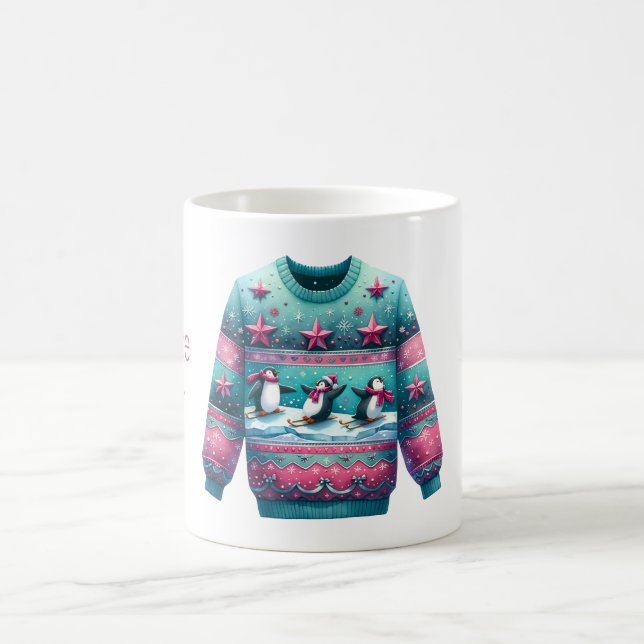 1. Platz Gewinner Ugly Sweater Contest Pink Aquama Kaffeetasse (Mittel)