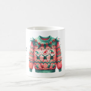 1. Platz Gewinner Ugly Sweater Contest Pink Green Kaffeetasse