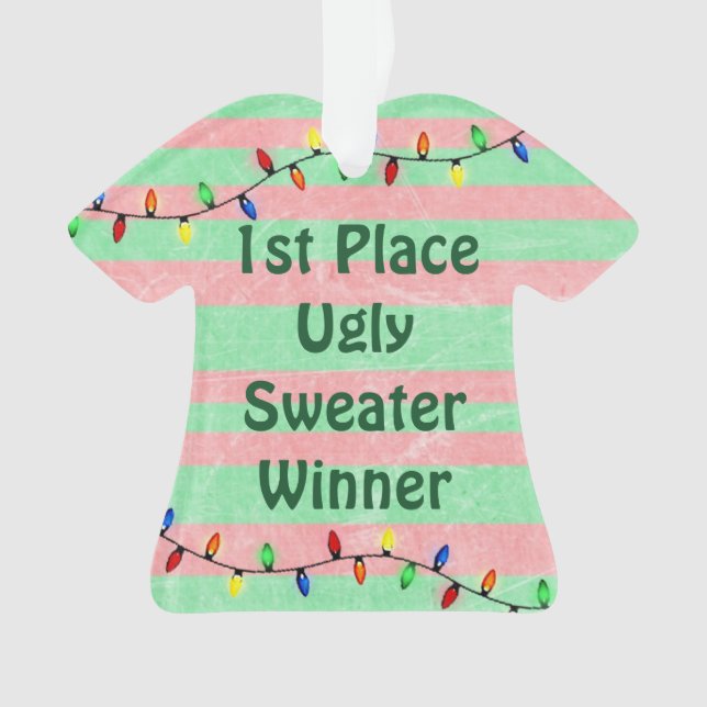 1. Platz Ugly Sweater Weihnachtsschmuck Ornament (Vorderseite)