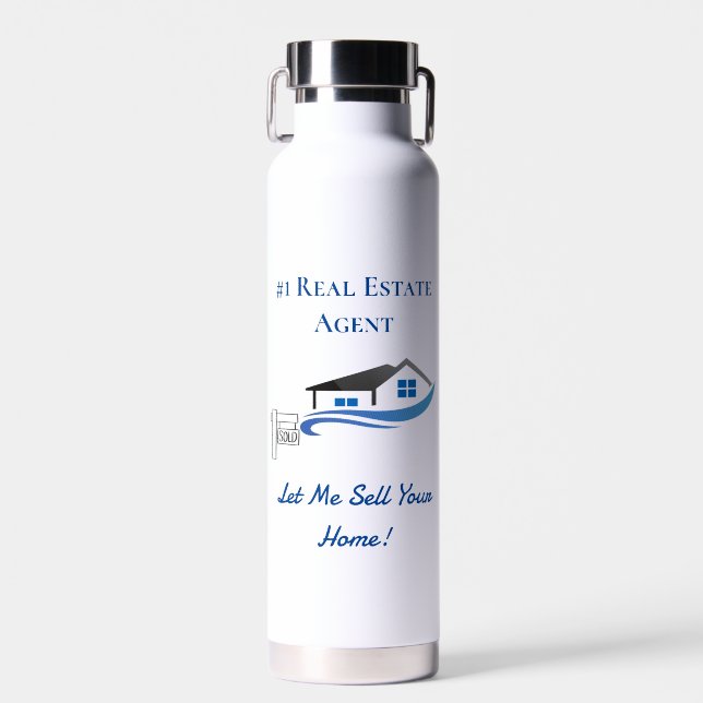 1 Real Anwesen Agent Blau und Schwarz Trinkflasche (Vorne)