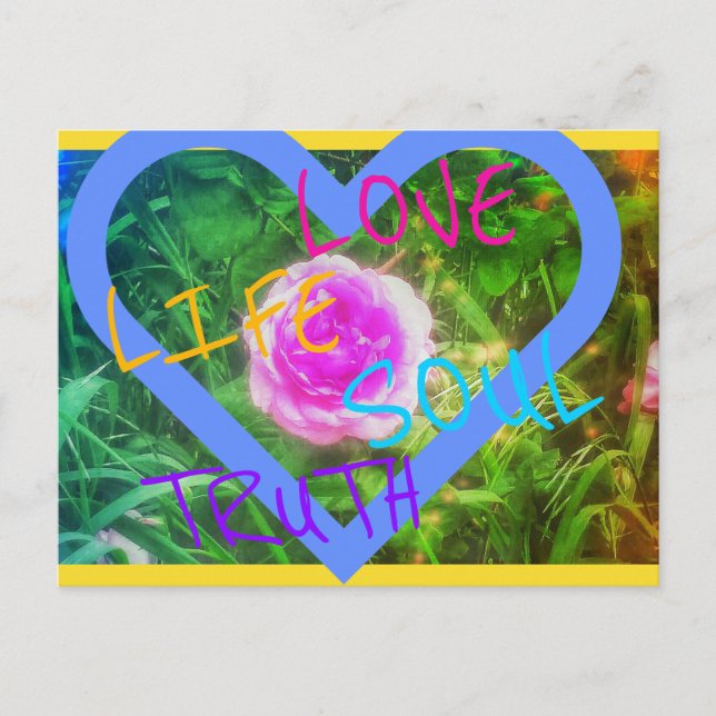 1 ROSE HERZ POSTCARD POSTKARTE (Vorderseite)
