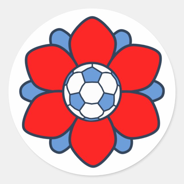 1 rotes Fußball-Mädchen fantastisch Runder Aufkleber (Vorderseite)