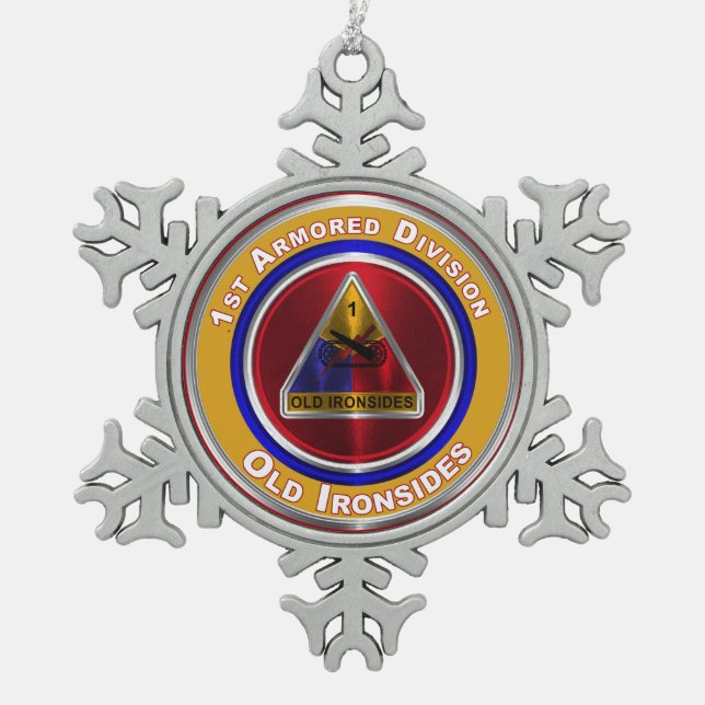 1. Rüstungsabteilung - Weihnachten bewahren Schneeflocken Zinn-Ornament (Vorderseite)