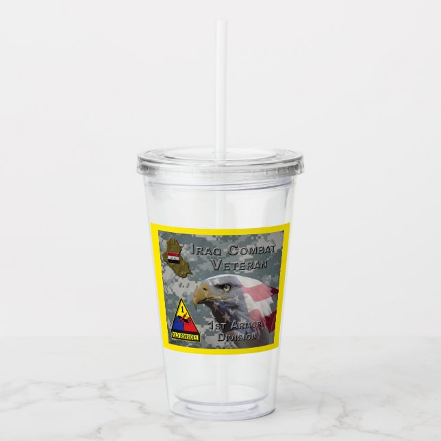 1. Rüstungsdiv Irak-Kampfveteran Acryltrinkbecher (Vorderseite)