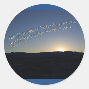 1 Samuel 15:22 Sonnenuntergang Runder Aufkleber