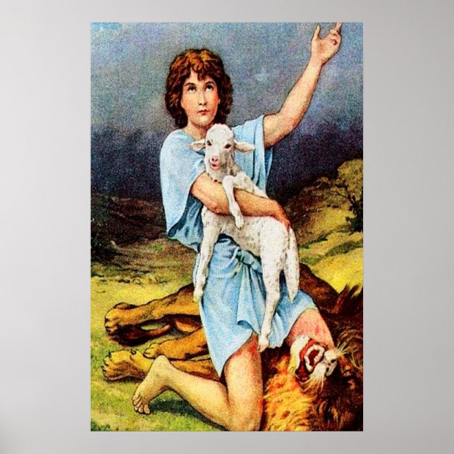 1 Samuel 17 David tue une affiche de lion (Devant)