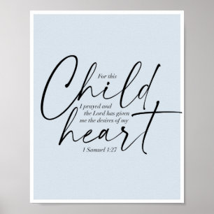 1 Samuel 1:27 Dual-Schriftart Blue Background Poster