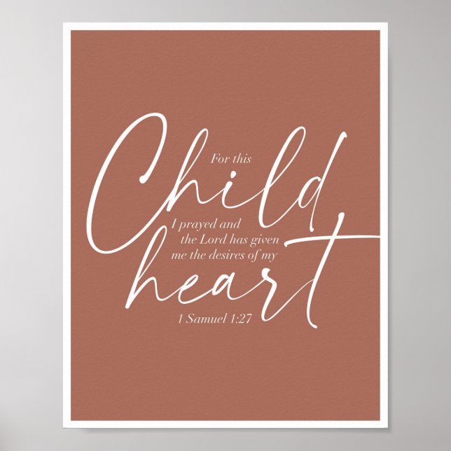 1 Samuel 1:27 Dual-Schriftart-Clay-Rust-Hintergrun Poster (Vorne)