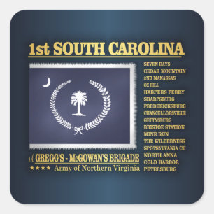 1. South- Carolinainfanterie (BA2) Quadratischer Aufkleber